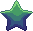 Pixel art of Fish Blob peeking from a green star.